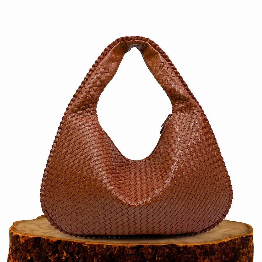 Classic Woven Leather Hobo Bag